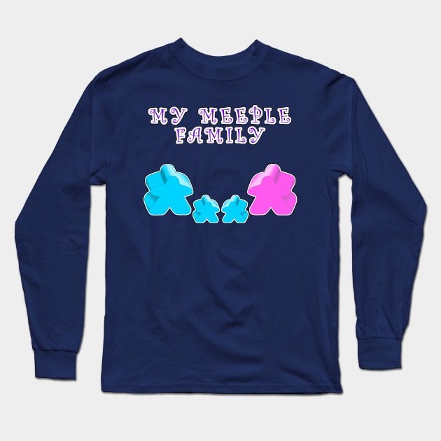 Meeple family 1 man 1 woman 2 boy Long Sleeve T-Shirt by MononcGeek